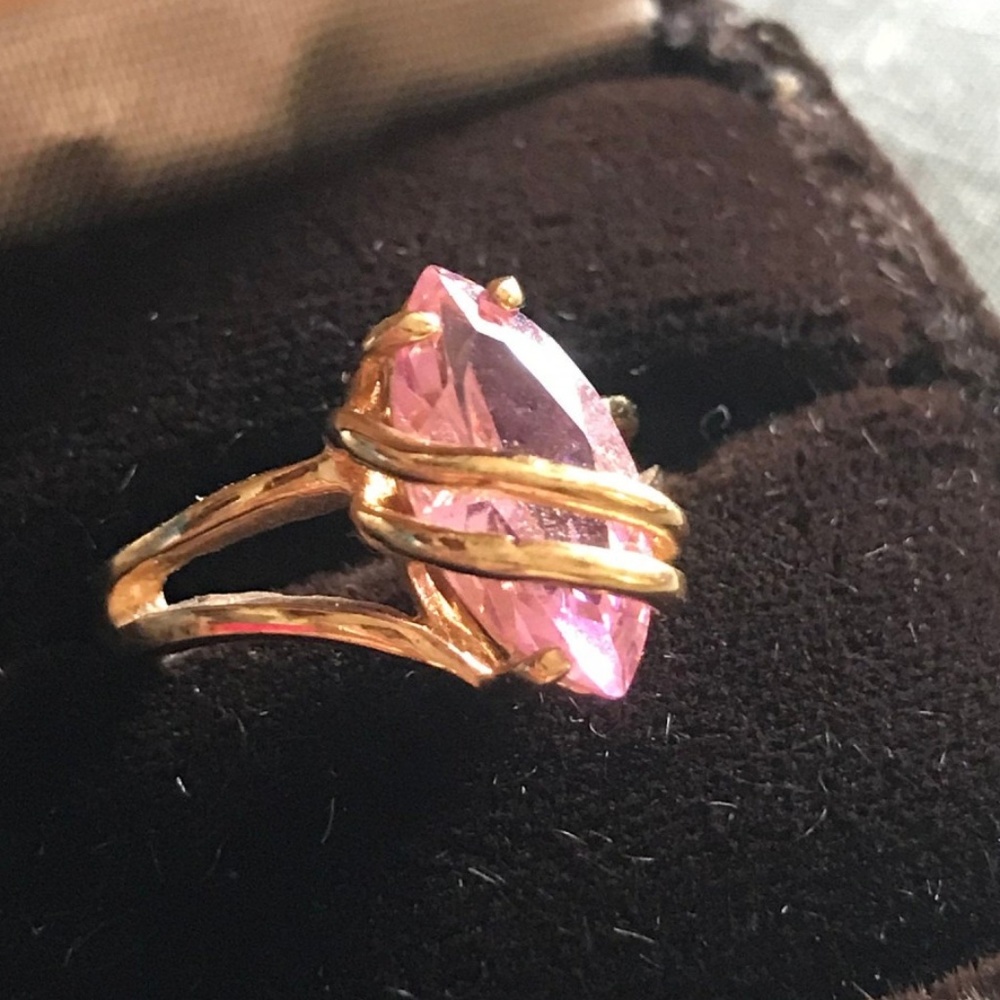 Vintage Pink Cubic Zirconia Ring Size 5